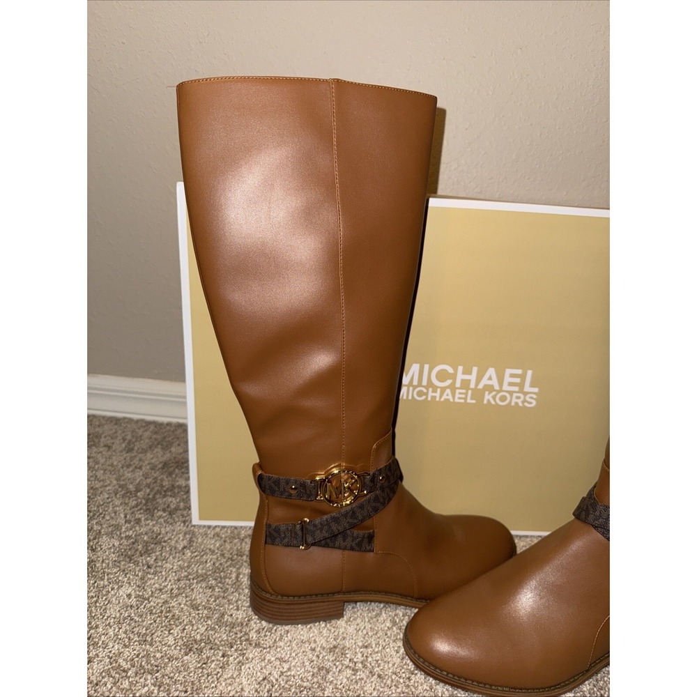 Michael Kors Rory Sz 10M Knee High Riding Boots Faux Leather Yellowstone Cowgirl - Picture 3 of 16